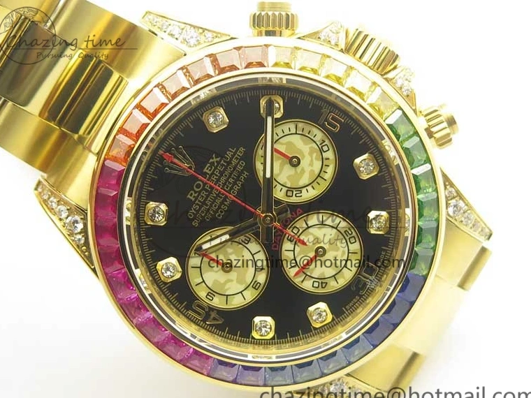 MiroTime 0307 Daytona 116589RBOW YG Rainbow Crystal BLF Best Edition Black Dial on YG Bracelet A ZeroBulk 3352